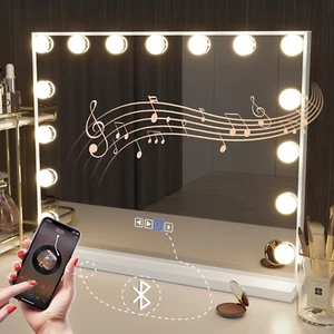 Bluetooth Hollywood Vanity Mirror with Lights, USB Charging, Touchscreen Control - Picture 1 of 12