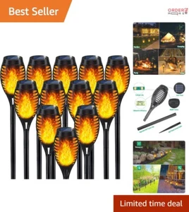 12Pack Solar Flame Torch Lights Waterproof LED Outdoor Decor for Garden Patio - Picture 1 of 8