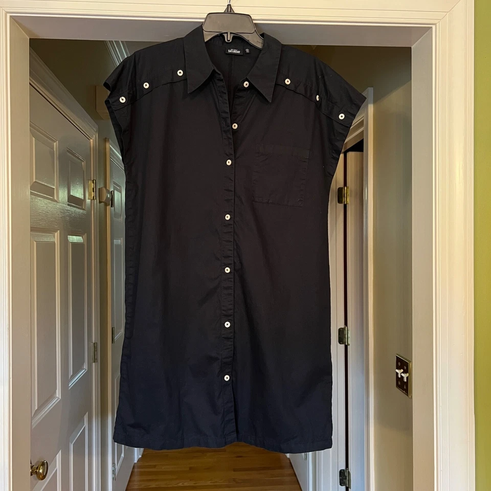 GUC Kate Spade суббота черный кнопка спереди хлопковая рубашка платье рубашка платье средний - Изображение 1 из 1