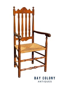 Antique Mahogany William & Mary Style Banister Back Chair - Picture 1 of 16