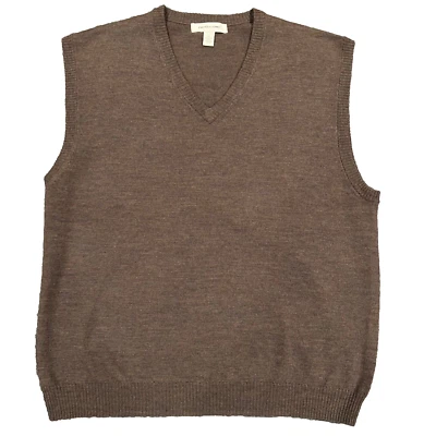 Pronto Uomo Sweater Vest Mens XL Brown 100% Merino Wool Pullover - Image 1 of 4
