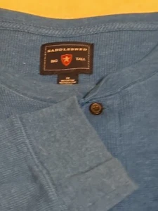 Saddlebred Henley Shirt Men's Big 3X Blue Comfort Flex Stretch 3-Button LS - Picture 1 of 8