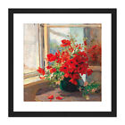Florian Bouquet Poppies Window Flowers Painting Square Framed Wall Art 9X9 In