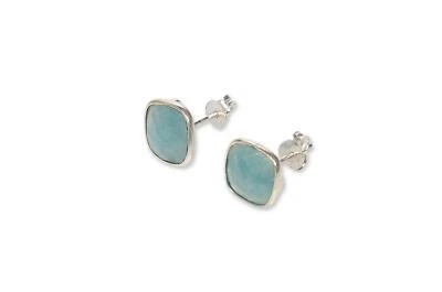 Argento Vivo 302228 Semiprecious Stone Stud Earrings - Silver/ Blue Aventurine - Image 1 of 2