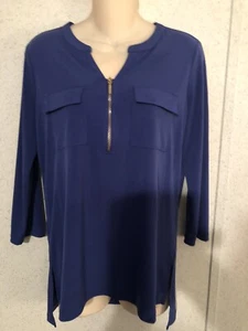 ELLEN TRACY womens size S blue 1/4 zip polyester top - Picture 1 of 10