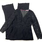 Boden Lace Jumpsuit V Neck Size 10L 10 Long Black Long Sleeve