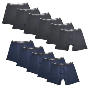 11PK Mens Boxer Briefs Black Cotton Breathable Underwear Soft Comfort Flex Fit - Picture 1 of 12