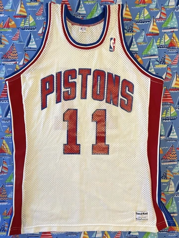 Authentic Rare Vintage Sand Knit NBA Detroit Pistons Isiah Thomas Jersey Cover