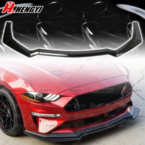 For 2018-2023 Mustang GT Ecoboost Gloss Black Add-On Front Bumper Lip Splitter - Picture 1 of 12