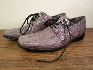 Stacy Adams "Pietro" Grey Alligator Print Oxford Shoes 24675 size 10 - Damaged - Picture 1 of 11