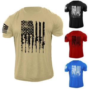 Neu Herren USA Distressed Gun Flagge Kugeln T-Shirt American Patriotic 100 % Baumwolle - Bild 1 von 13