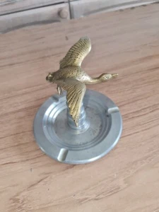 LOVELY ART DECO ALUMINIUM BASE & STEMMED ASHTRAY WITH BRASS FLYING GOOSE VGC - Picture 1 of 8