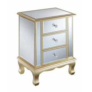 Gold Coast Vineyard 12 in. Champagne Standard Rectangular Mirrored End Table - Picture 1 of 7