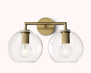 Restoration Hardware (RH) Utilitaire Double Globe Sconce Brass 17x9x11 New Open - Picture 1 of 3