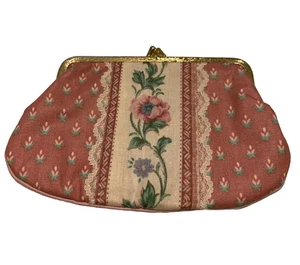 Vintage Clutch PROMI Floral Spitze Wandteppich Gold Metallverschluss USA Landhaus Bauernhof - Bild 1 von 11