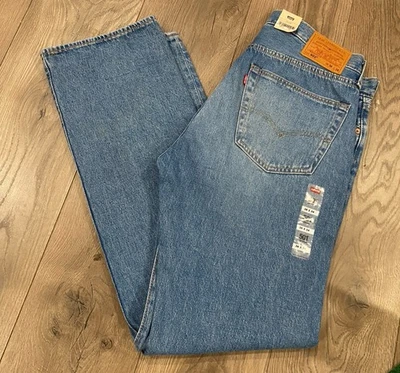 Levi 501 кнопка мухи джинсы мужские 36 x 34 светло-синий камень стирка джинсовой ткани с Ярлыками - Изображение 1 из 4