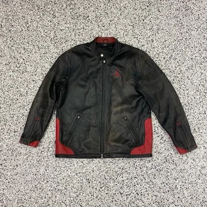 Vintage Y2K Jordan leather jacket Size Medium Black Red Jumpman - Picture 1 of 8