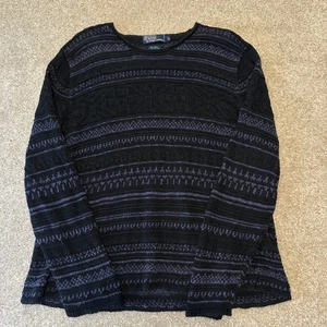 Polo Ralph Lauren Pullover Damen XL schwarz lila gemustert Strick Oberteil Leinen Baumwolle - Bild 1 von 6