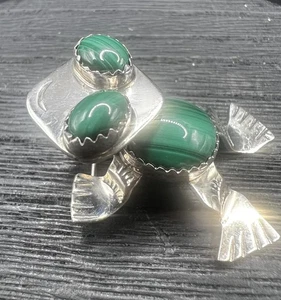 Vintage Navajo Sterlingsilber Malachit Frosch Anstecknadel Brosche Halskette Anhänger Navajo - Bild 1 von 11