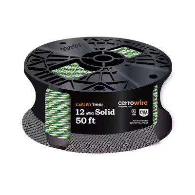 CERROWIRE 50 Ft. 12/3 Black /White /Green Solid Copper THHN Wire