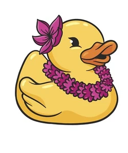 3” Rubber Duck Sticker Hawaii Hula Summer Beach Relax Vacation Aloha Sun - Picture 1 of 1