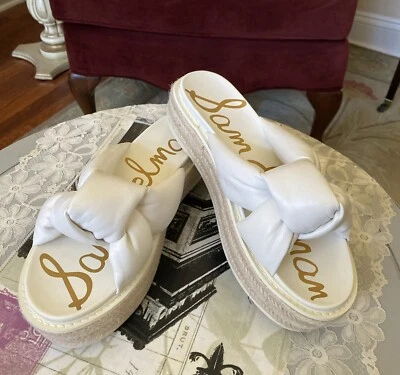 Sam Edelman Kory Nuevo en Caja Mujeres 9.5 Nudo Blanco Vamp Yute Alpargatas Plataforma Sandalias Foto 1 de 4