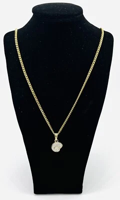 Modeschmuck Damen Kette mit Anhänger, Muschel, Zirkonia, 75 cm lang. - Bild 1 von 2