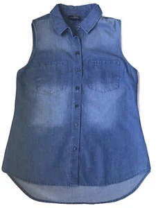 The Limited Chambray Sleeveless Top Size XS Blue Stone Washed Jean Shirt NWT $59 - Picture 1 of 6
