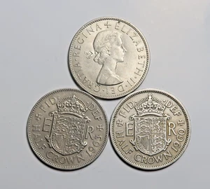GREAT BRITAIN . THREE HALF CROWN 1960, 1963 & 1967. KM 907. FREE SHIPPING - Picture 1 of 2
