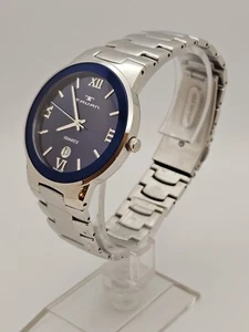 TAVAN MENS QUARTZ DATE WATCH BLUE SUNBURST DIAL SWISS MADE STAINLESS BRACELET  - Picture 1 of 12