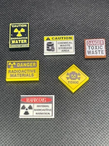 Custom PAD Printed Brick System LEGO Compatible Radiation/Toxic Warning Signs - Picture 1 of 5