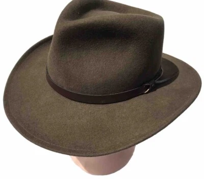 De Colección Dorfman Pacific Calif Med Marrón Lana Fieltro Cuero Banda Hombre Sombrero Western Difícil de Encontrar Foto 1 de 4