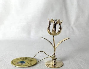 BNWT Swarovski AG 24k Gold Plated Crystal Temptations Spectra ROSE Ornament +Tag - Picture 1 of 12