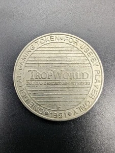 1991 Tropworld Casino Resort One Dollar Gaming Token Atlantic City NJ Vintage - Picture 1 of 8