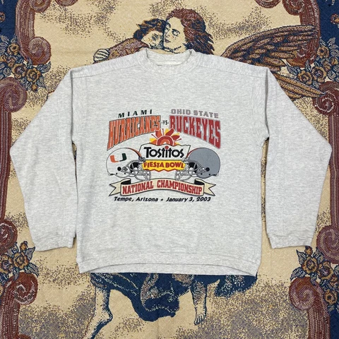 Vintage Miami Hurricanes Vs Ohio State Buckeyes Sweatshirt 90s L Grey Cover