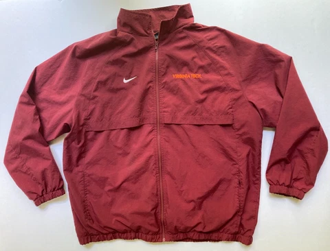 Vtg 91 Nike Virginia Tech Hokies Full Zip Jacket Windbreaker Mens XXL Team Issue Cover
