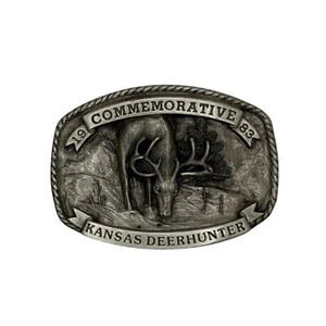 1983 Kansas Deerhunter Commemorative Belt Buckle LE 392/400 S&S Buckle Co USA - Picture 1 of 6
