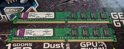 2GB 2 x 1GB DDR2 800 MHz PC2-6400 Kingston DIMM Ram CL5 KVR800D2N5/1G - Immagine 1 di 2