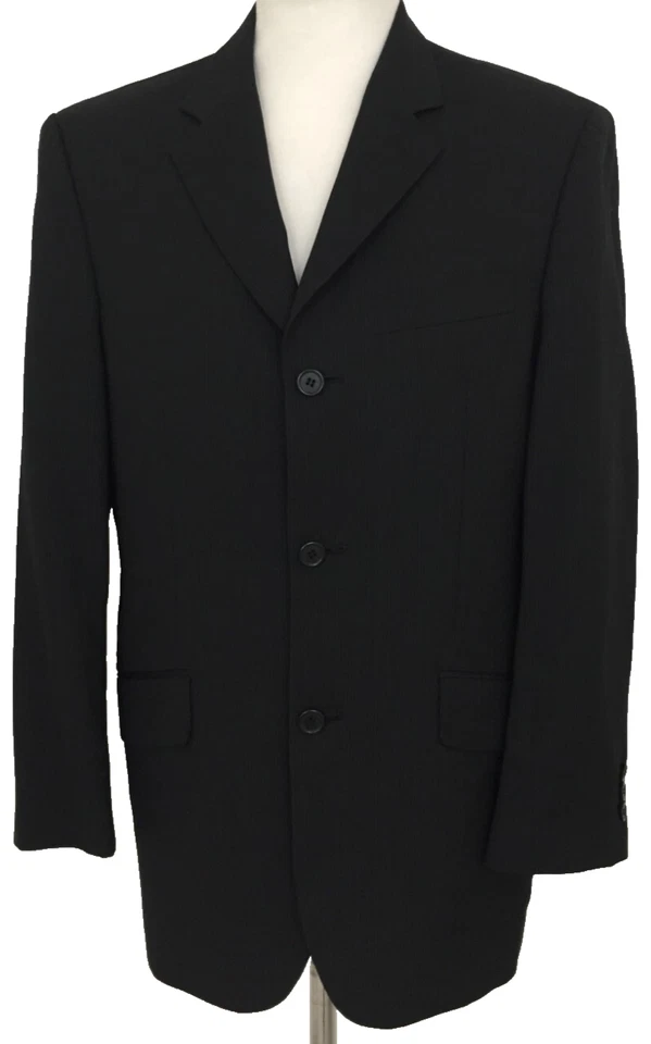 Chaqueta de Traje para Hombre Ben Sherman Talla 38" Negra Forrada a Rayas Usada F1 Foto 1 de 4