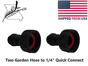 2x Female Garden Hose 3/4" GHT to Female 1/4" Push In Quick Connect Fittings - Picture 1 of 9