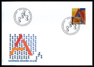 SCHWEIZ FDC 1996 GUINNESS RECORD REKORDE SCHMUCK-ERSTTAGSBRIEF xc37 - Imagen 1 de 2