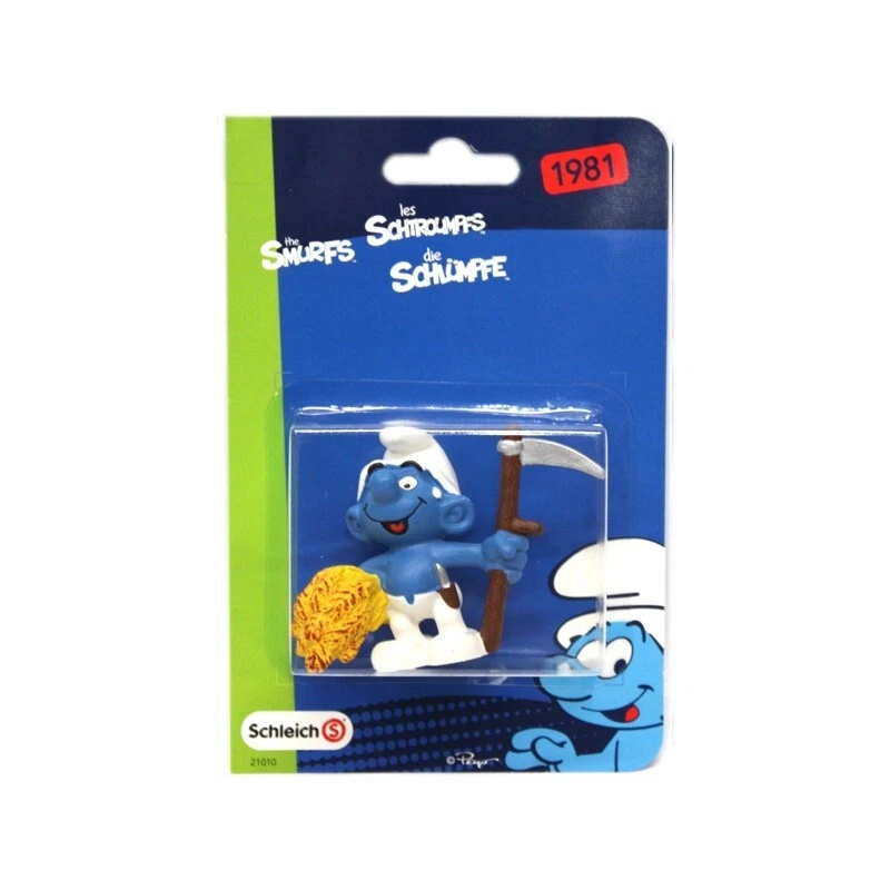 Schleich 21010 Farmer Smurf & Scythe in Blister © 2012; Reprints 20145 from 1981 - Image 1 of 1
