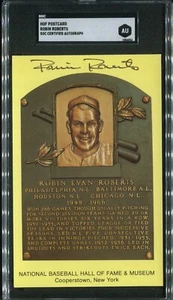 Robin Roberts Phillies - Gold HOF Plaque Postcard - SGC Autograph #1004054 - Picture 1 of 2