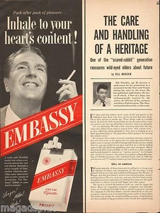 1950 Embassy Cigarettes Original Vintage Print Ad - Picture 1 of 1