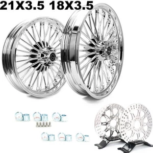 21X3.5 18X3.5 Fat Spoke Wheels Rotors for Harley Softail Heritage Deluxe 00-14 - Foto 1 di 12
