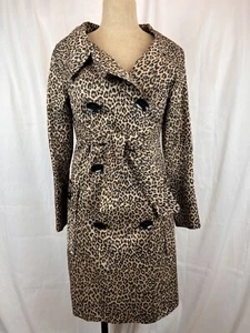 Sarah Berman Leopard Print Double Breasted Rain Coat Size S Made in England - Picture 1 of 13