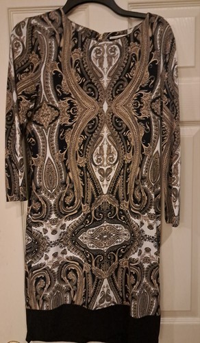 Abito Michael Kors in jersey paisley con stampa marrone e zip taglia 6