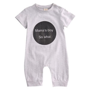 Toddler Newborn Kids Baby Mama's Boy Short Sleeve Romper Jumpsuit Outfit Clothes
