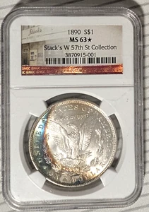 1890 P NGC MS63 Star Rainbow Toned Morgan Dollar Better Date in Rainbow NGC Star - Picture 1 of 7