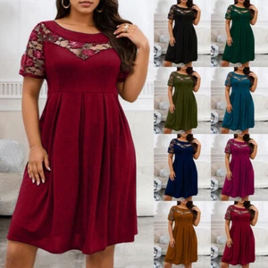 Übergröße Damen Spitze Partykleid Cocktailkleid Elegant Abendkleid Minikleid DE - Bild 1 von 32